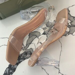 NWT Clear Strapy Chunky Sandals, Size 37